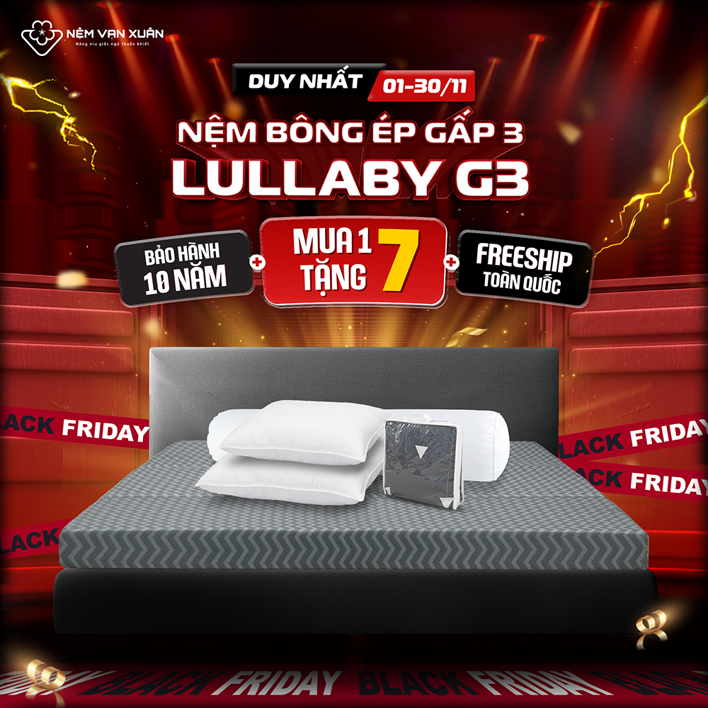 [MUA 1 TẶNG 7] Nệm Bông Ép Gấp 3 Lullaby Vạn Xuân Hạn Chế Đau Lưng Nhứt Mỏi Gấp Gọn Tiện Lợi