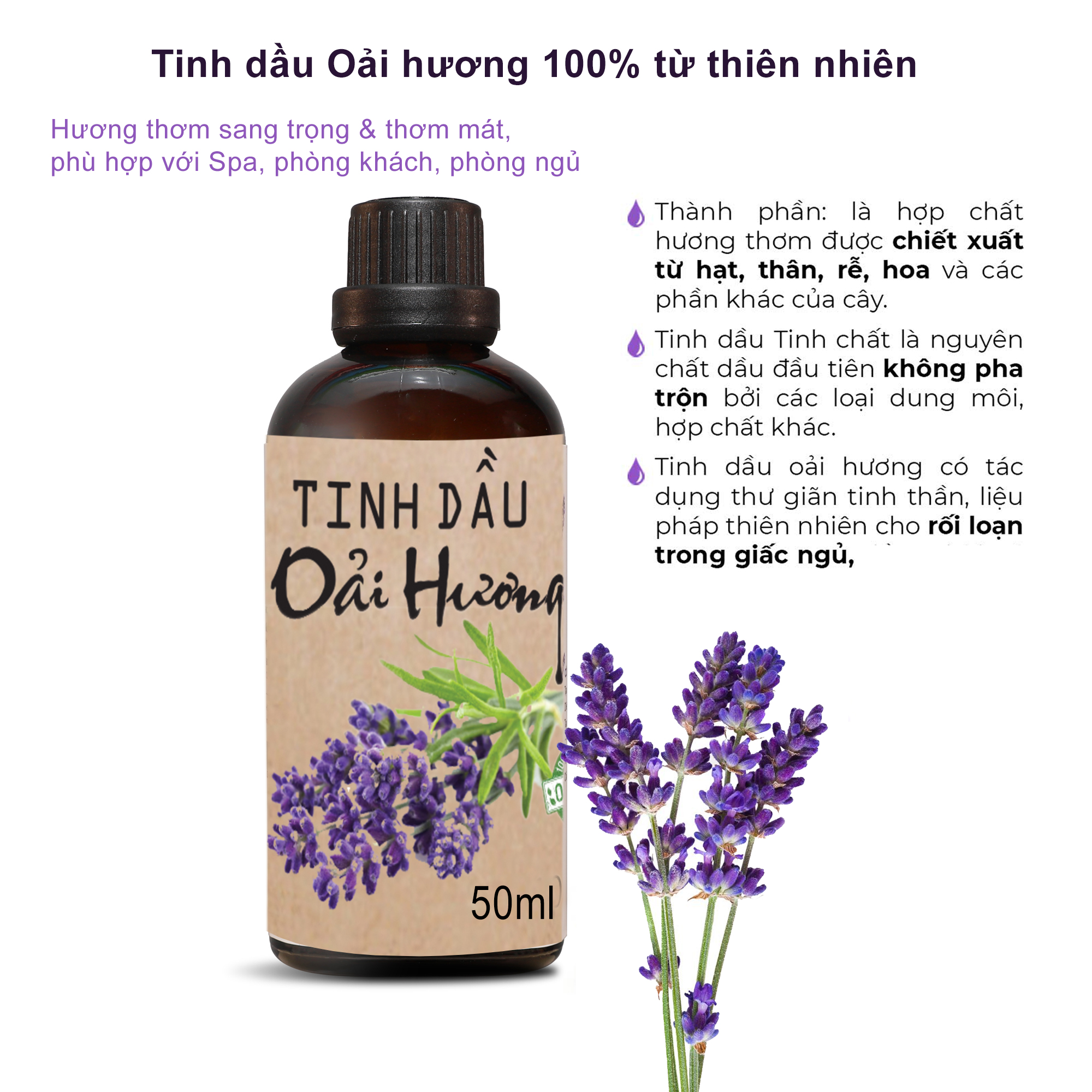 Tinh dầu hoa oải hương nguyên chất khử mùi xông thơm phòng thư giản giúp ngủ ngon - sunstore17