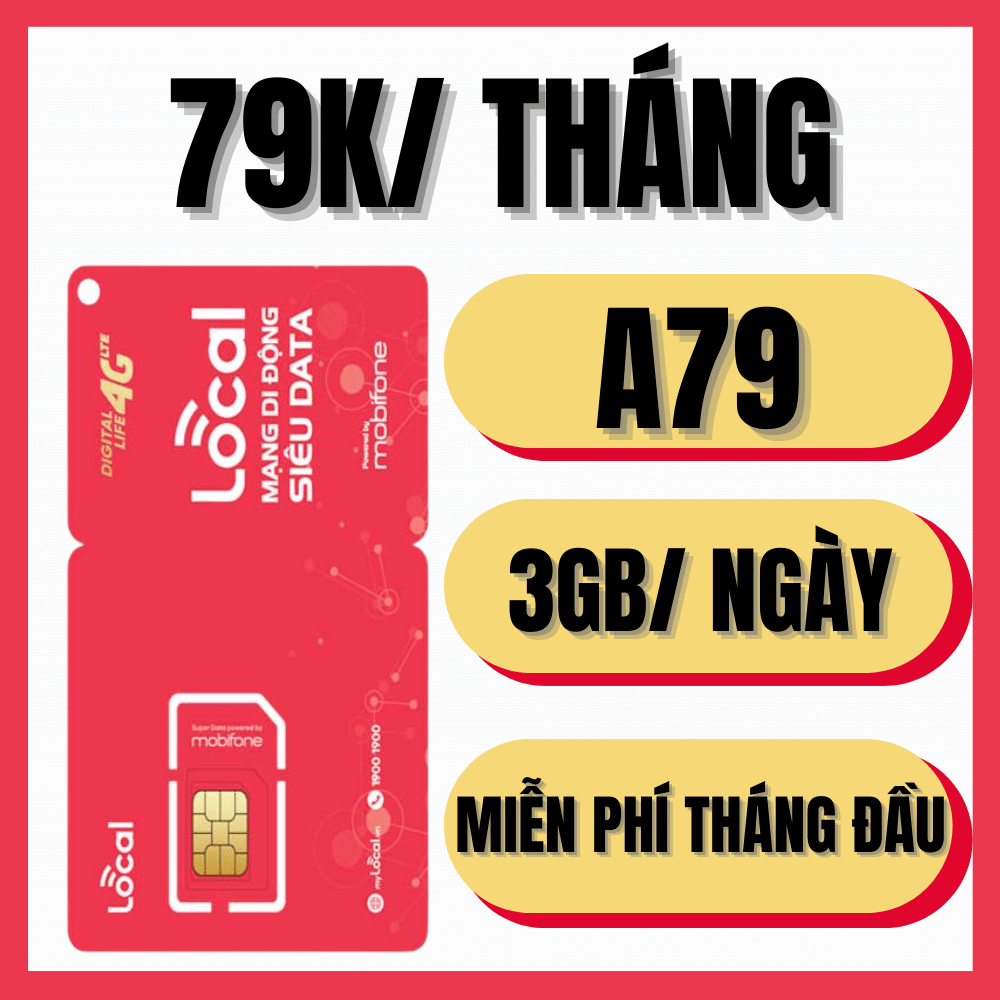 ( MIỄN PHÍ 1 THÁNG ĐẦU ) SIM 4G Local sóng Mobifone - Data Tốc Độ Cao Tói 6GB/ngày + Miễn Phí Gọi N