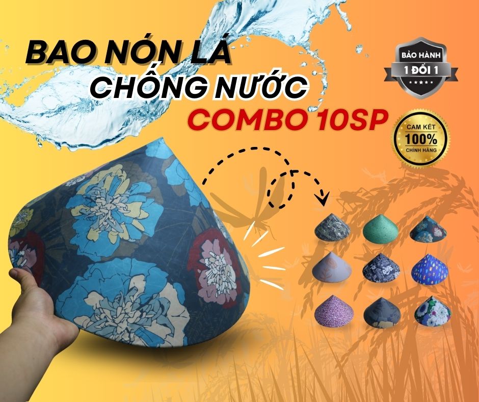 (Combo 10 cái màu ngẫu nhiên) Bao vải dù bọc nón lá miếng bảo vệ nón lá che mưa chống thấm nước hiệu