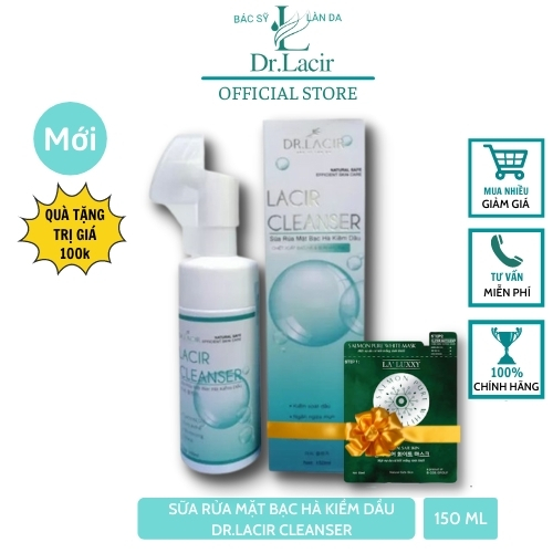 Sữa Rửa Mặt Trắng Da Bạc Hà Kiềm Dầu Dr.lacir - Lacir Cleanser 150Ml. Sữa Rửa Mặt Cho Da Dầu Nhạy Cảmmỏng Yếu Dầu Cọ Silicol Thông Minh Có Khả Năng Lấy Đi Bụi Bẩn Cả Những Vùng Khó Nhất Mà Không Làm Tổn Thương Da Lm03