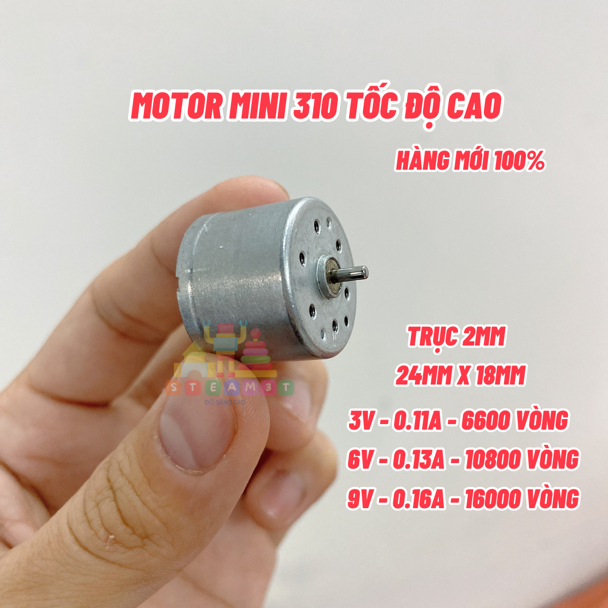 Motor mini 310 3v - 6v tốc độ cao 6600 - 10800 - 17000 RPM thích hợp làm quạt mini - LK0012