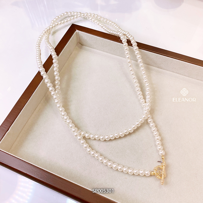 Dây chuyền nữ layer ngọc trai nhân tạo Eleanor Accessories vòng cổ dạng chuỗi hạt phụ kiện trang sức