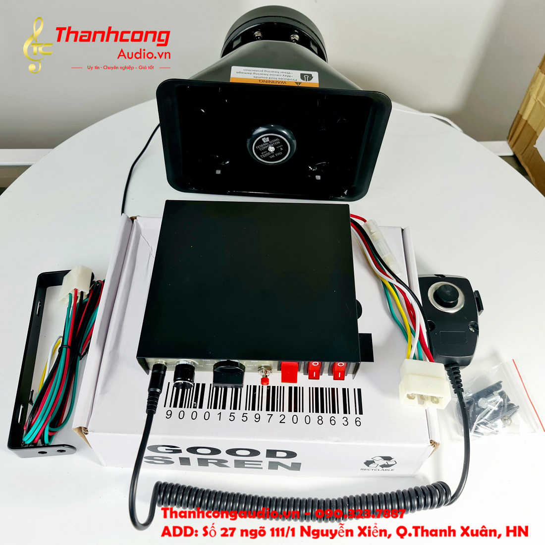 Bộ Còi Hú 12V/24V CJB 200W (9 Chế Độ Âm Thanh) - Kèm Micro Cầm Tay