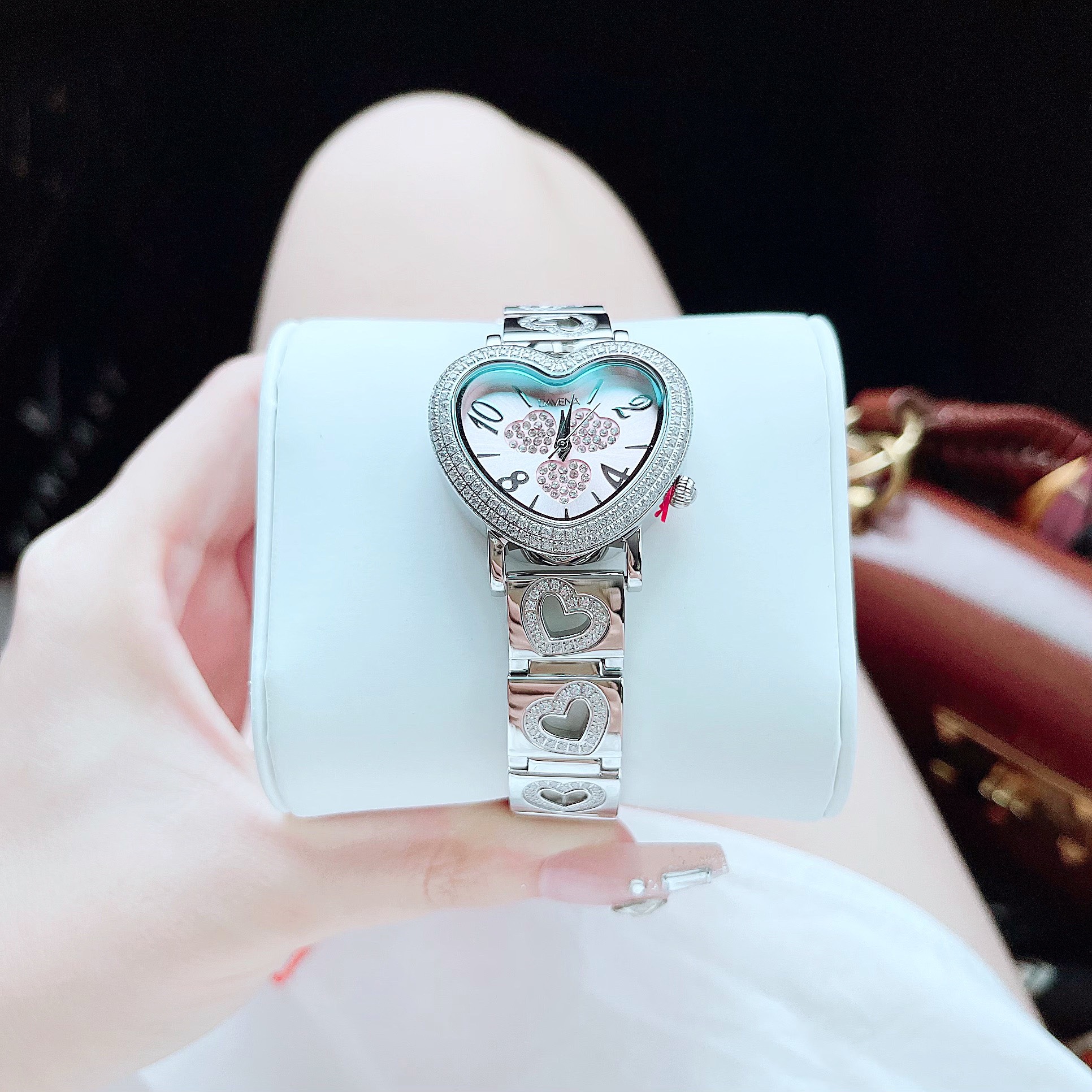 Đồng hồ đeo tay nữ chính hãng dây kim loại cao cấp chống nước davena D61892 size 34mm fullbox  shop kiwi