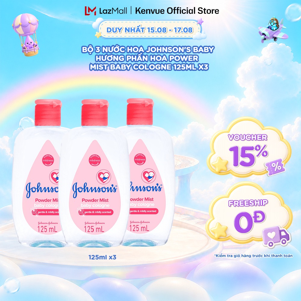 Combo 3 Chai Nước Hoa Cho Bé Johnsons Baby Cologne 125ml/chai (3 mùi)