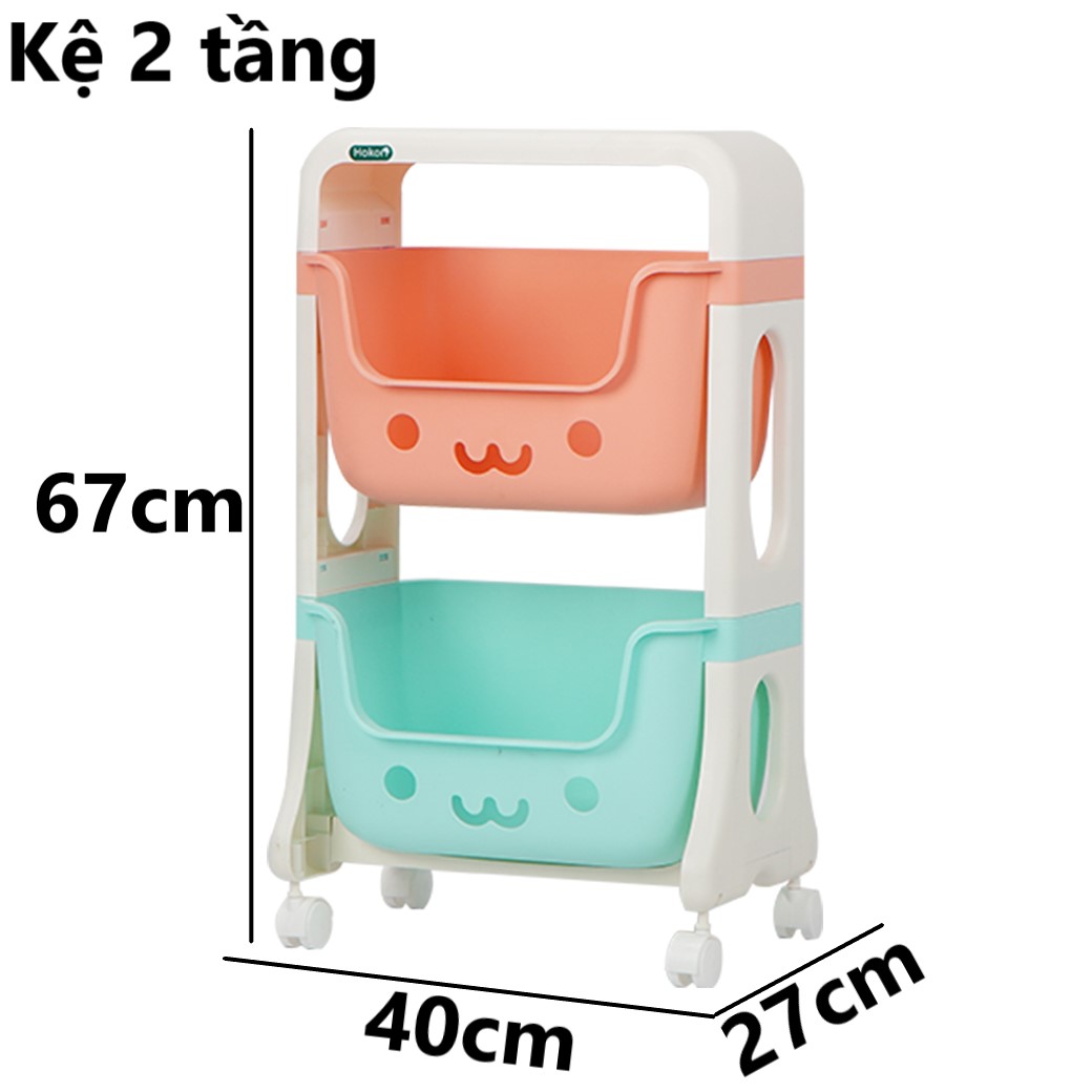 Kệ Gấu HOKORI 2 / 3 / 4 tầng nhựa VIỆT NHẬT - Nhiều màu bánh xe xoay 360 - Đựng đồ chơi quần áo cho