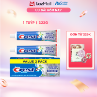 Hộp 2 Kem đánh răng Crest Baking Soda & Peroxide Whitening Trắng Sáng Ngừa Vôi Răng hương Fresh Mint 323g - Mỹ