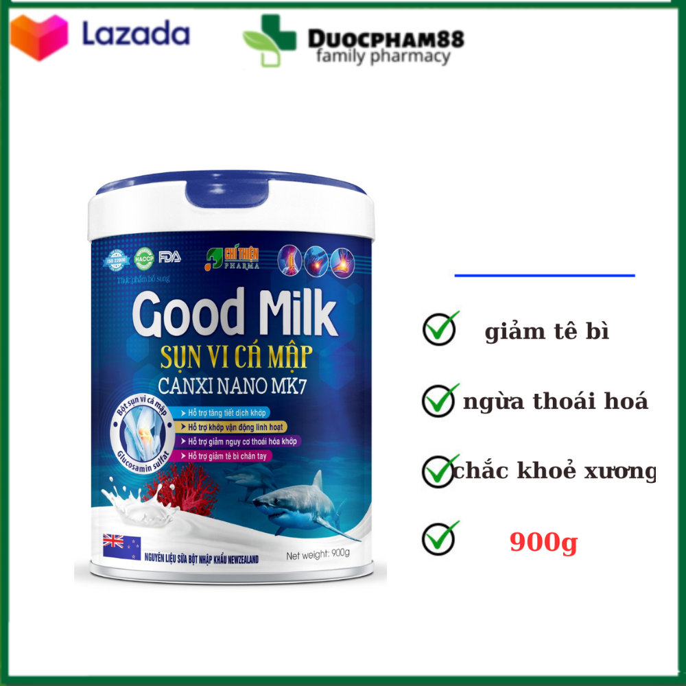 Sữa bột Good milk sụn vi cá mập canxi nano mk7 giúp xương chắc khỏe ngừa nguy cơ loãng xương hộp 900