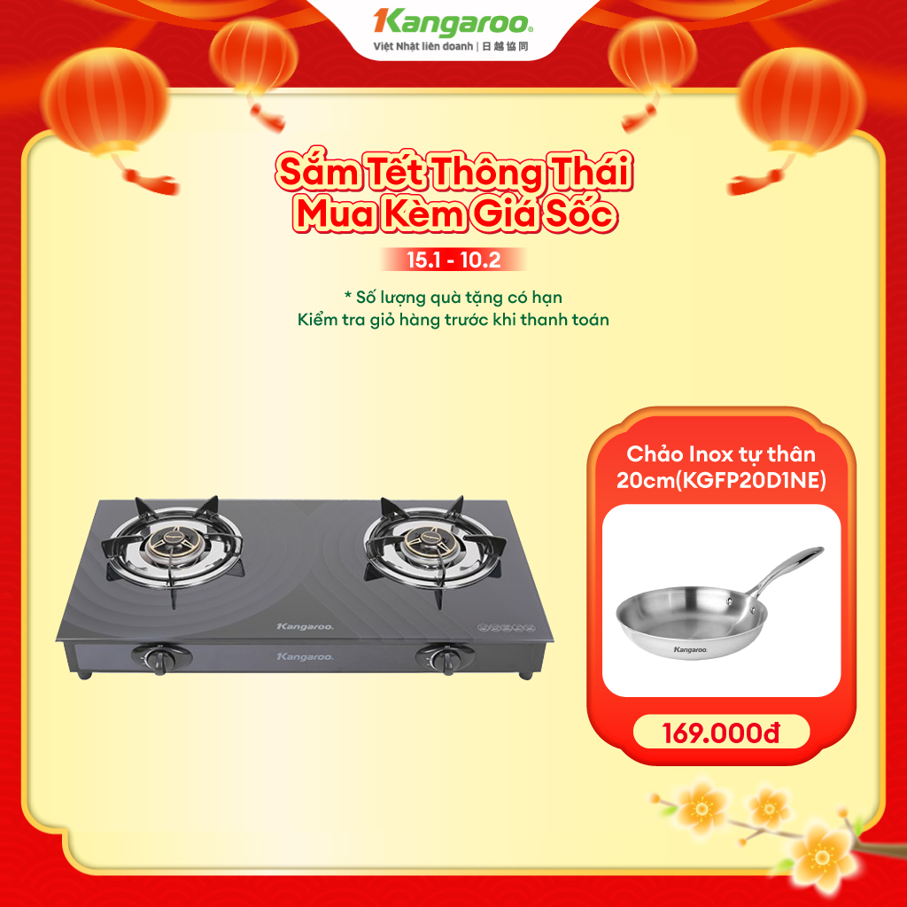 Bếp gas dương kính hai lò Kangaroo KG519M - Hàng chính hãng