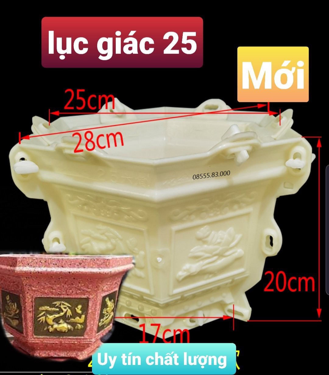 khuôn chậu đúc chậu cảnh mini lục giác 25cm