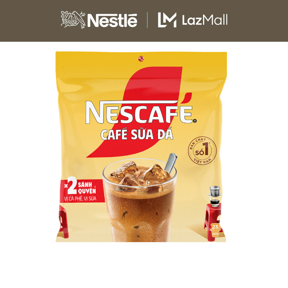 [ƯU ĐÃI THÁNG 2] Cà phê sữa NESCAFÉ Cà Phê Sữa Đá (Bịch 25 gói x 24 g)