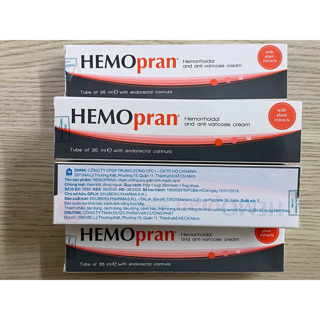 Hemopran 35GKem Bôi Suy Giãn Tĩnh Mạch Chi TrênDướiGiảm Kích Ứng Vùng Hậu Môn Trĩ NộiNgoại