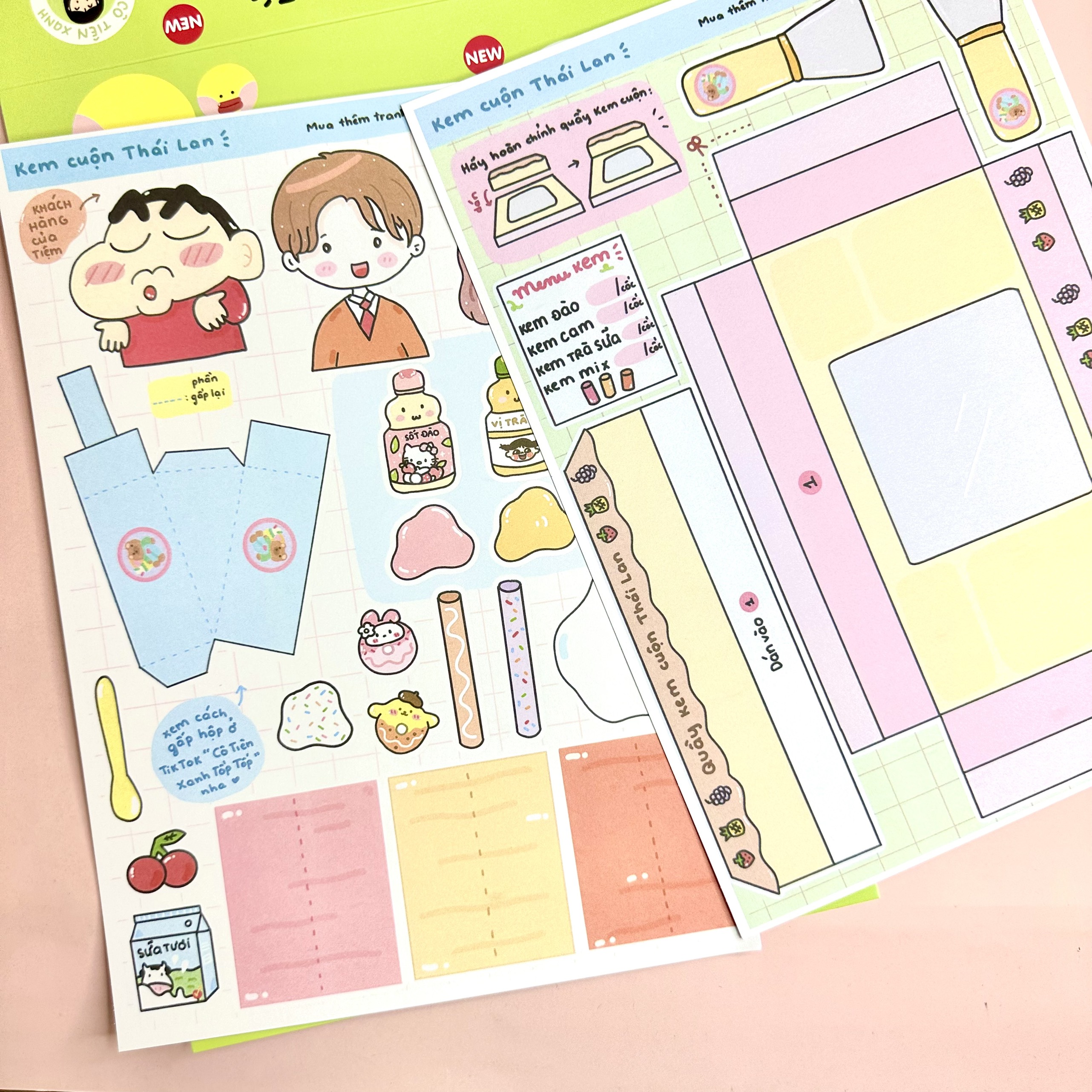 Bộ tranh cắt dán Cô tiên xanh đồ chơi giấy tự làm thủ công  shin bé tèo đu idol dễ thương sáng tạo