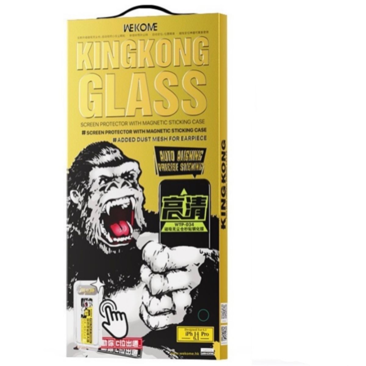 Kính cường lực King Kong trong WTP-034 có khung tự dán full màn thương hiệu WEKOME