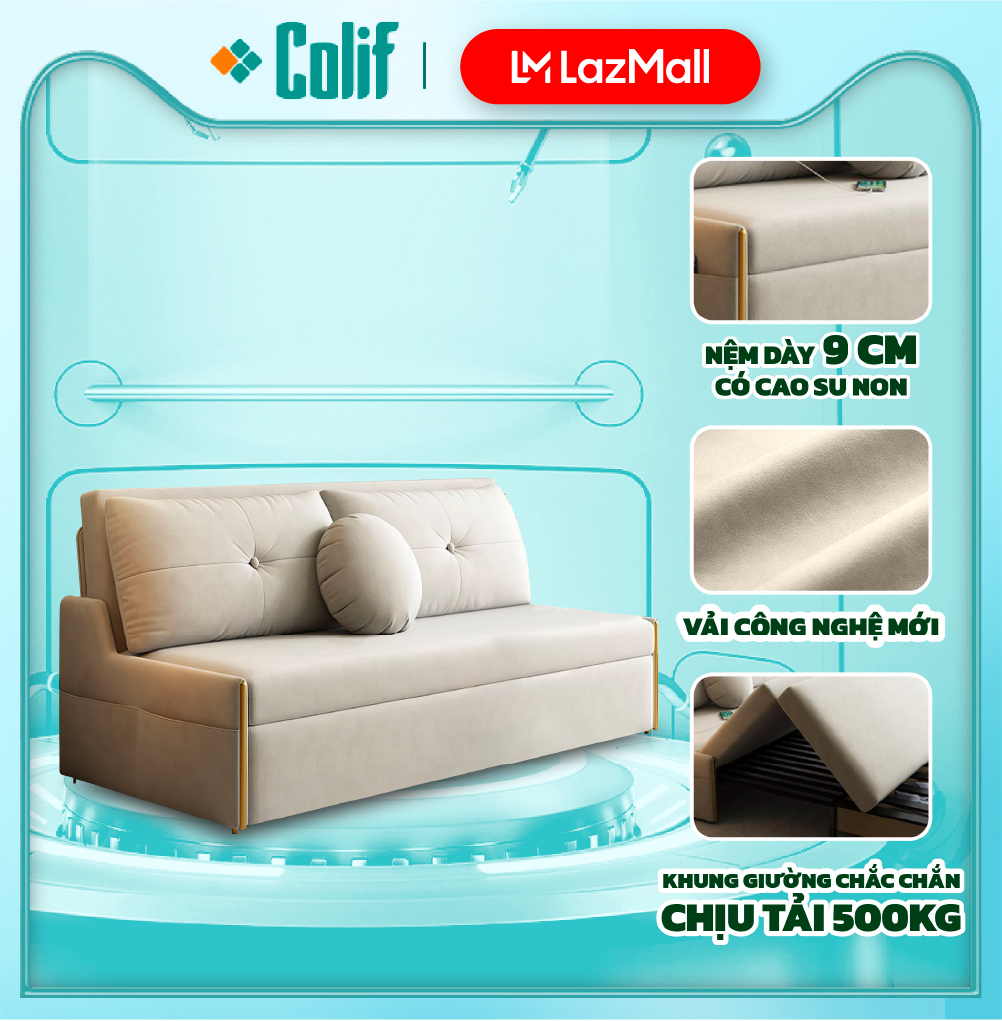 Giường sofa đa năng cao cấp Colif Smart A3 - Ghê sofa dễ dàng xếp gọn tháo lắp và di chuyển Kèm 3 gố
