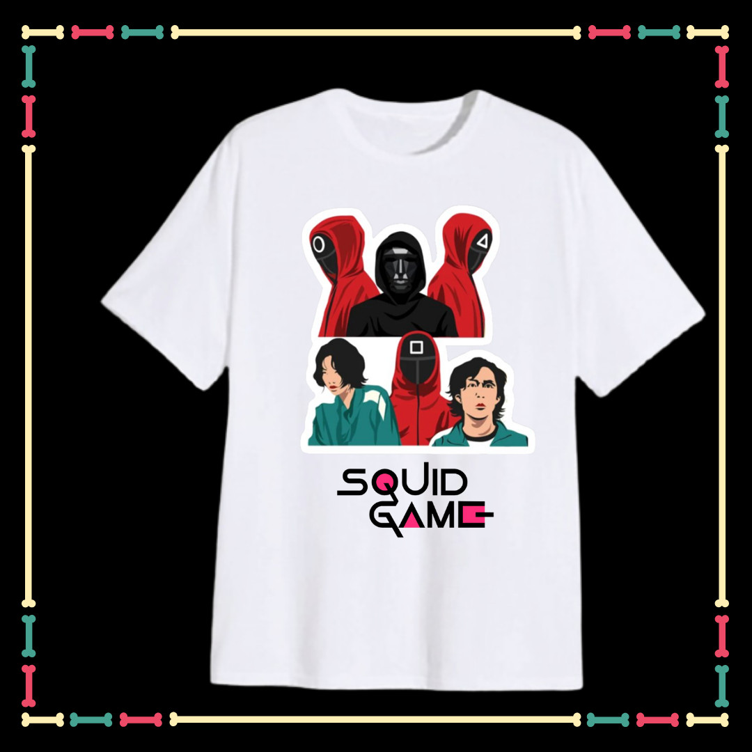 Áo thun Trò Chơi con Mực cho trẻ em Hot Game Squid Game đủ size áo từ 10kg đến 90kg