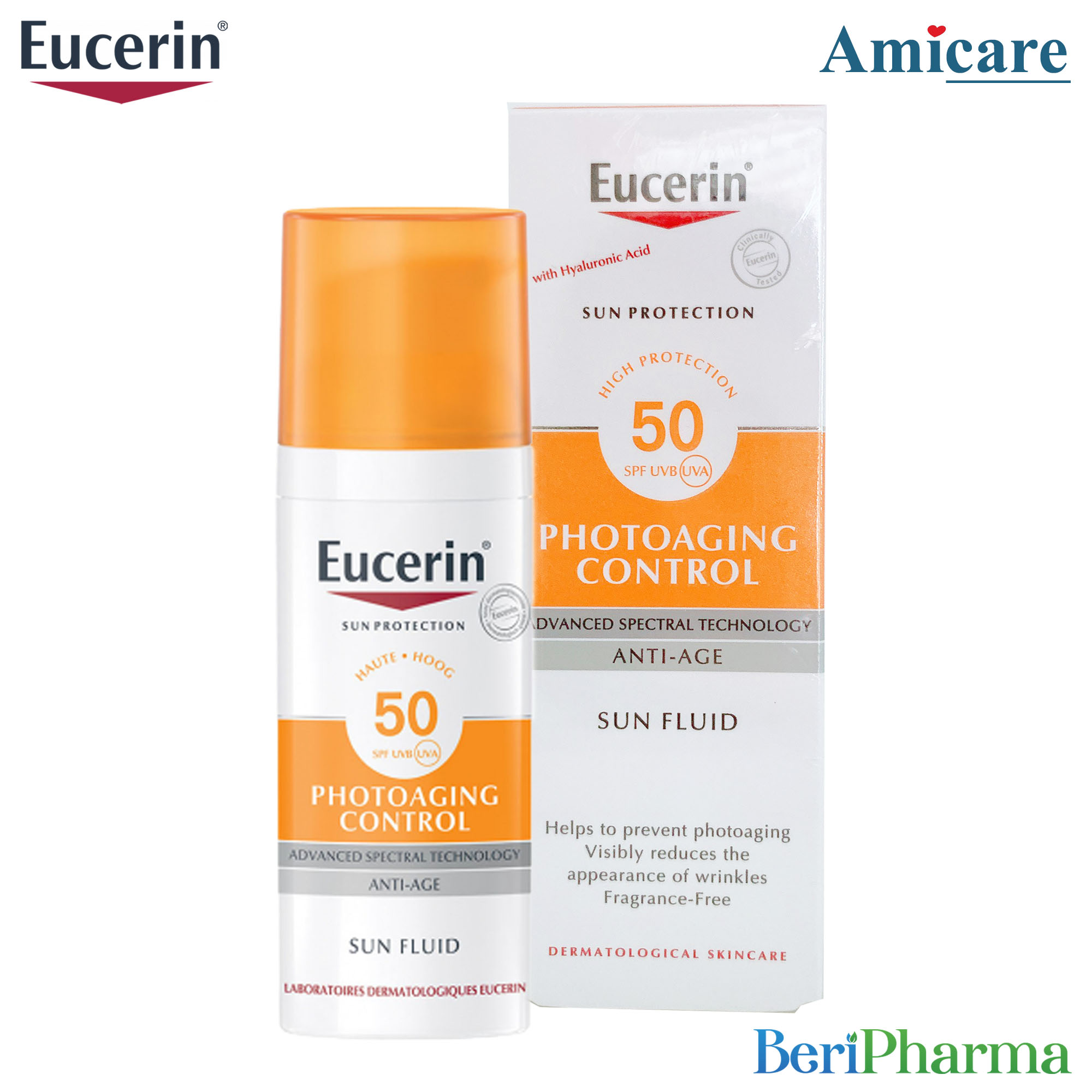 [HCM]Eucerin Kem Chống Nắng Giúp Giảm Nếp Nhăn Và Ngăn Ngừa Lão Hóa Sun Fluid Photoaging Control Spf 50 50ml