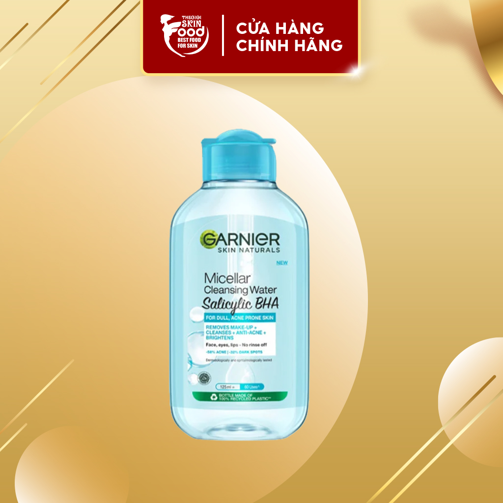 [HB GIFT] Tẩy Trang Garnier Skin Naturals Micellar Cleansing Water Salicylic BHA Nắp Xanh 125ml (HÀNG TẶNG KHÔNG BÁN)