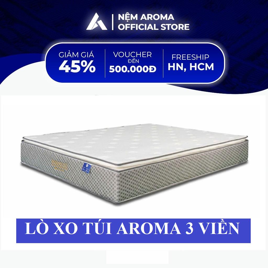 Nệm Lò Xo Túi Độc Lập Aroma Cool Coil 3 Viền - Bảo Hành Chính Hãng 15 Năm