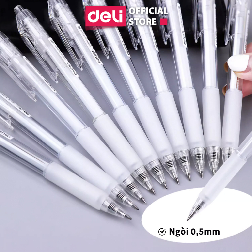 Bút bi mực gel đầu bấm ngòi 0.5mm mực đều viết trơn cầm nắm thoải mái - A057B-01