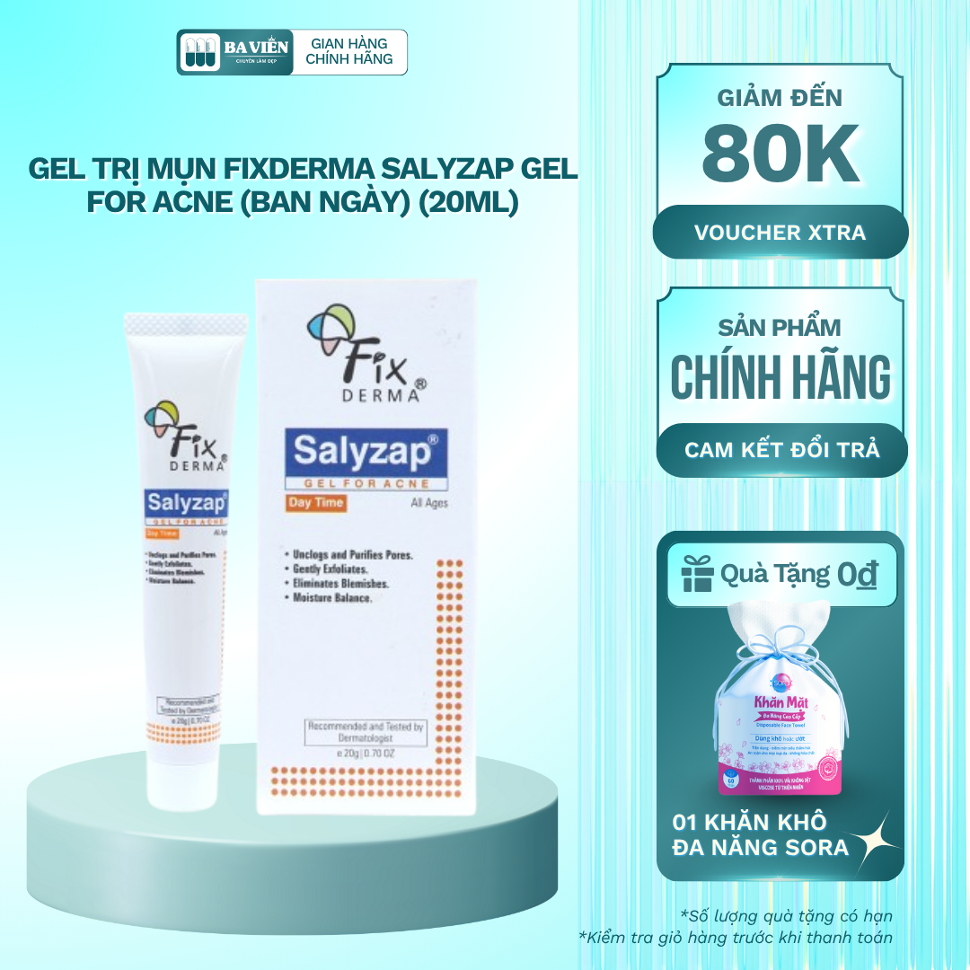 Chấm mụn Fixderma Salyzap Gel chấm mụn tẩy tế bào chết đánh bay mụn ẩn mụn đầu đen giảm thâm da mụn 