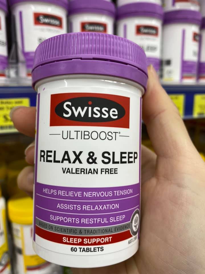 Swisse Relax & Sleep  giảm căng thẳng thần kinh bồn chồn hỗ trợ giấc ngủ tự nhiên.