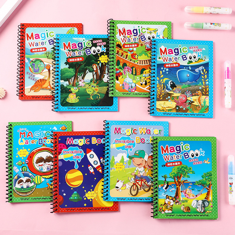 Đồ chơi tranh tô màu nước ma thuật Magic Water BookTranh nước tự xoá đa dạng chủ đề tranh tập tô thần kì cho bé
