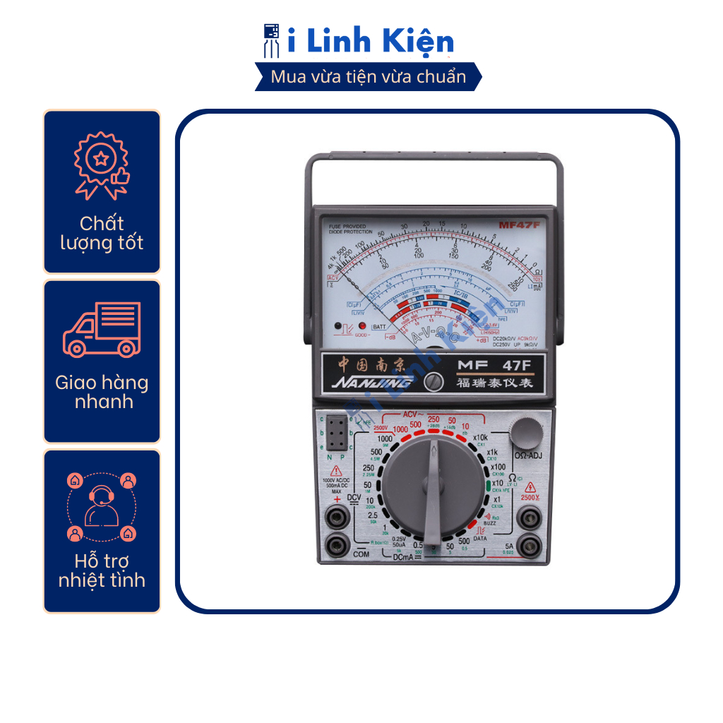 Đồng hồ vạn năng cơ kim đo điện MF47F cao cấp chất lượng cao