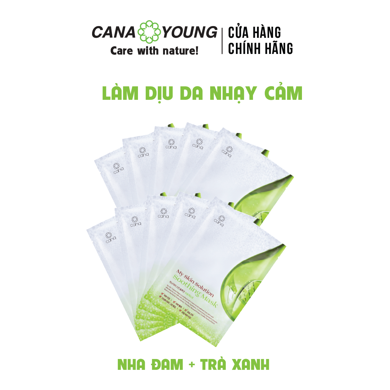 Combo 10 Mặt Nạ Nha Đam Làm Dịu Da Hàn Quốc Cana My Skin Solution Soothing 10 Miếng/Hộp