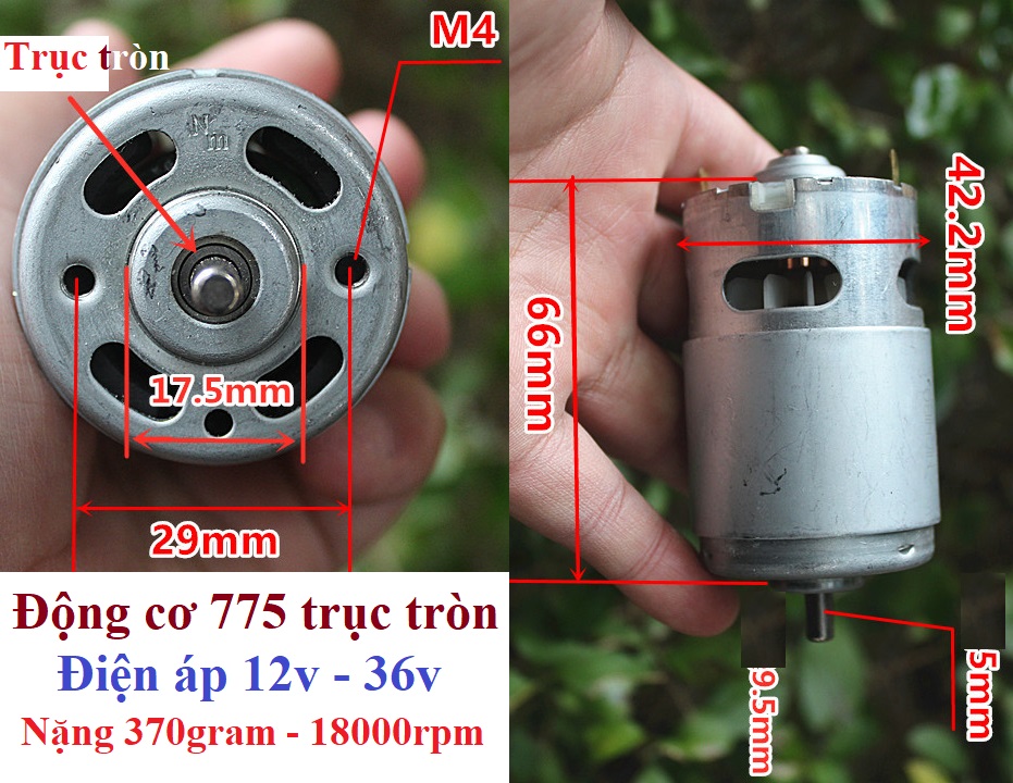 Động cơ 775 12v ~ 18v hàng Ryobi chưa sử dụng than còn zin motor 775