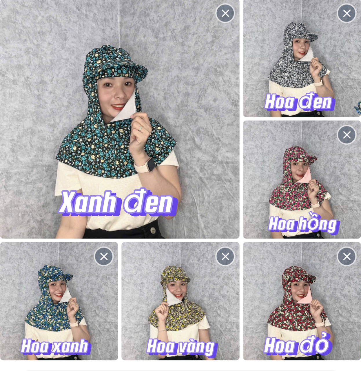 Nón chống nắng - nón chống nắng kèm khẩu trang - mũ nón chống nắng dây kéo giữa che kín mặt khỏi sạm