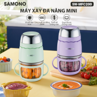 (Mới- 8 lưỡi) Máy xay ăn dặm 0.3L Samono SW-MFC200 cho bé 200W cối thủy tinh kèm quai chụp xay thịt nhuyễn mịn - hàng chính hãng bảo hành 1 năm