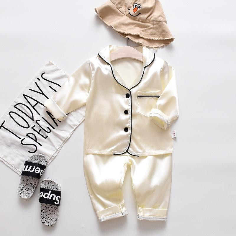 Đồ bộ Pijama lụa mềm cho bé trai bé gái pijama tay dài cho bé thoải mái có giấc ngủ ngon