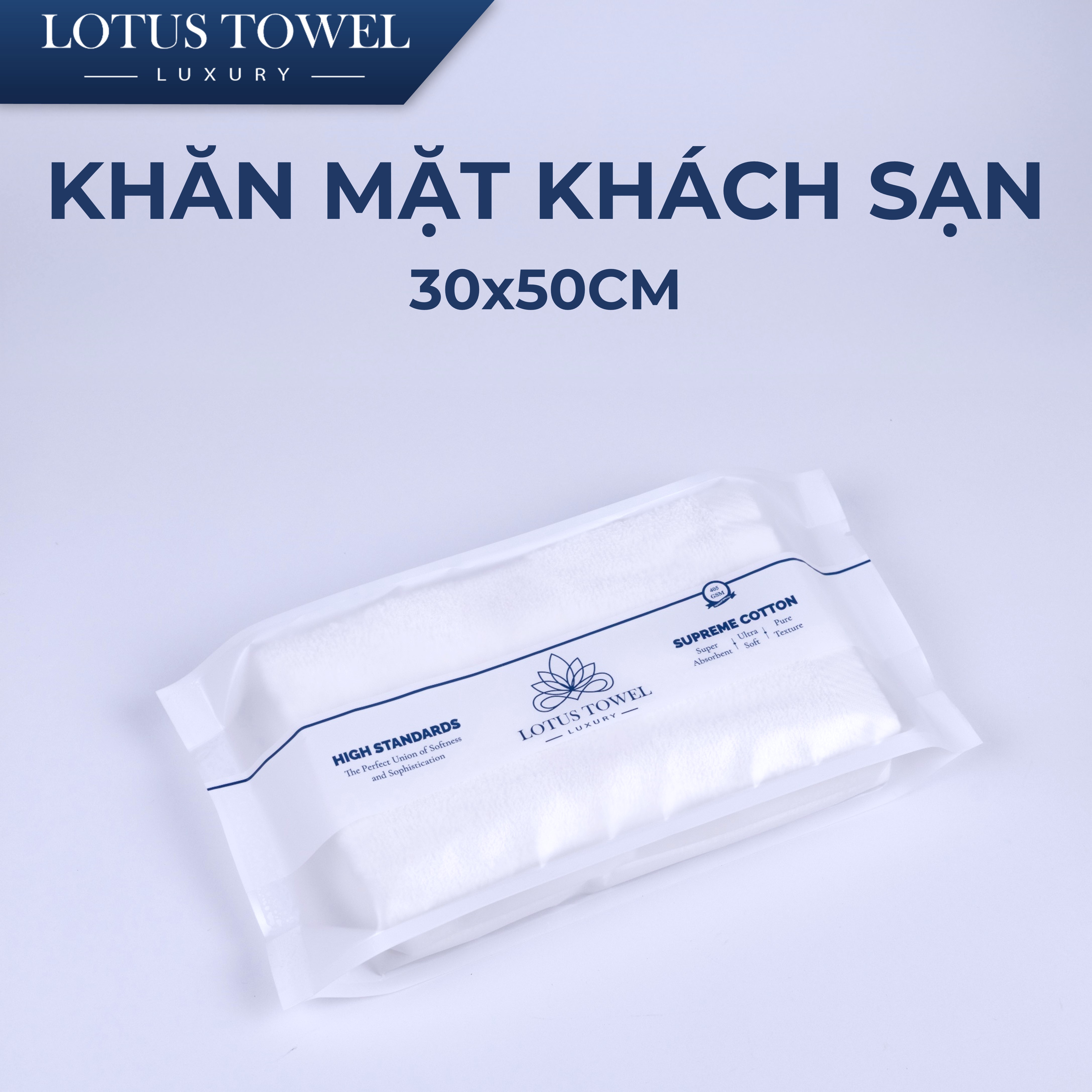 Khăn Mặt Khách Sạn 30x50cm LOTUS 100% Cotton Mềm Mịn Thấm Hút Không Phai Màu