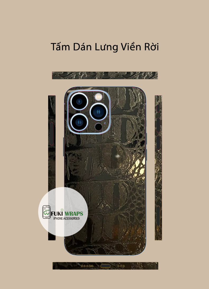 Tấm dán skin mặt sau iPhone họa tiết da cá sấu iPhone 14 pro max  13 Pro Max  12 Pro Max  11 Pro Max