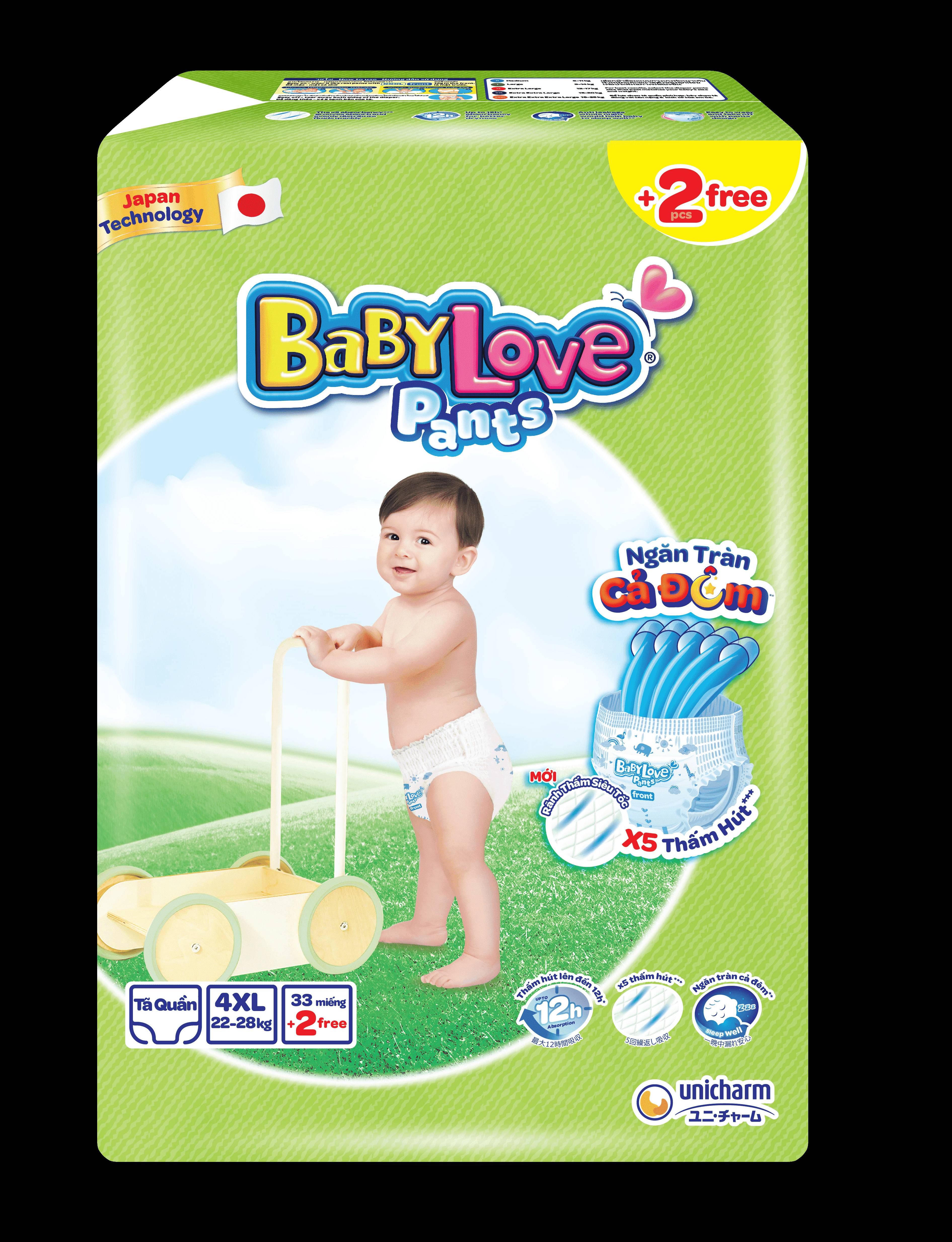Tã Quần Baby Love Siêu Mỏng Siêu Thấm ( SIZE : M/L/XL/XXL/3XL/4XL/5XL ) Chuẩn Nhật Bản