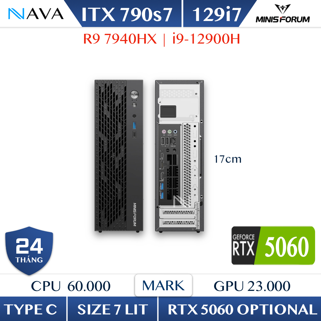 Gaming ITX Minisforum 795S7/129i7 RTX 4060 5060 R9 7945HX i9 12900HK Máy Tính Chơi Game AAA 790s7
