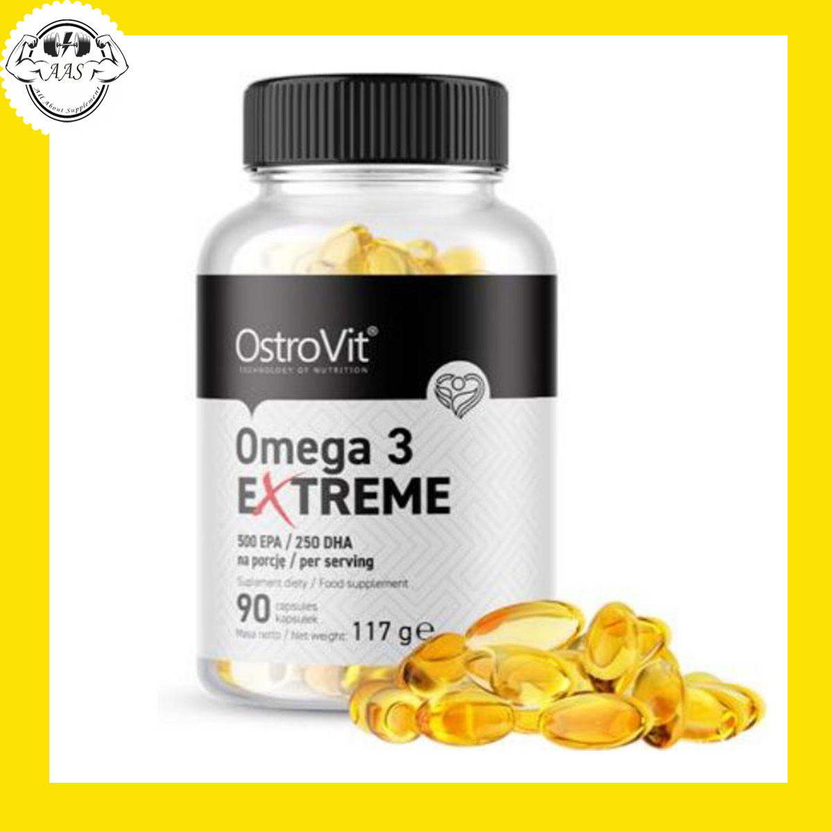 [Hcm]Fish Oil - Ostrovit - Omega 3 Extreme - 500Mg Dha 250Mg Epa - 90 Softgels - Giúp Sáng Mắt Bổ Não Đẹp Da Ngăn Ngừa Cholesterol Xấu - Từ Ba Lan