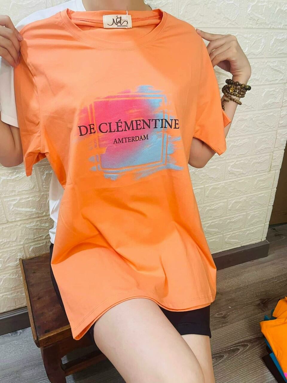 Áo thun nữ áo phông nữ form vừa chất thun thái cotton 100 mẫu A12 màu cam sữa