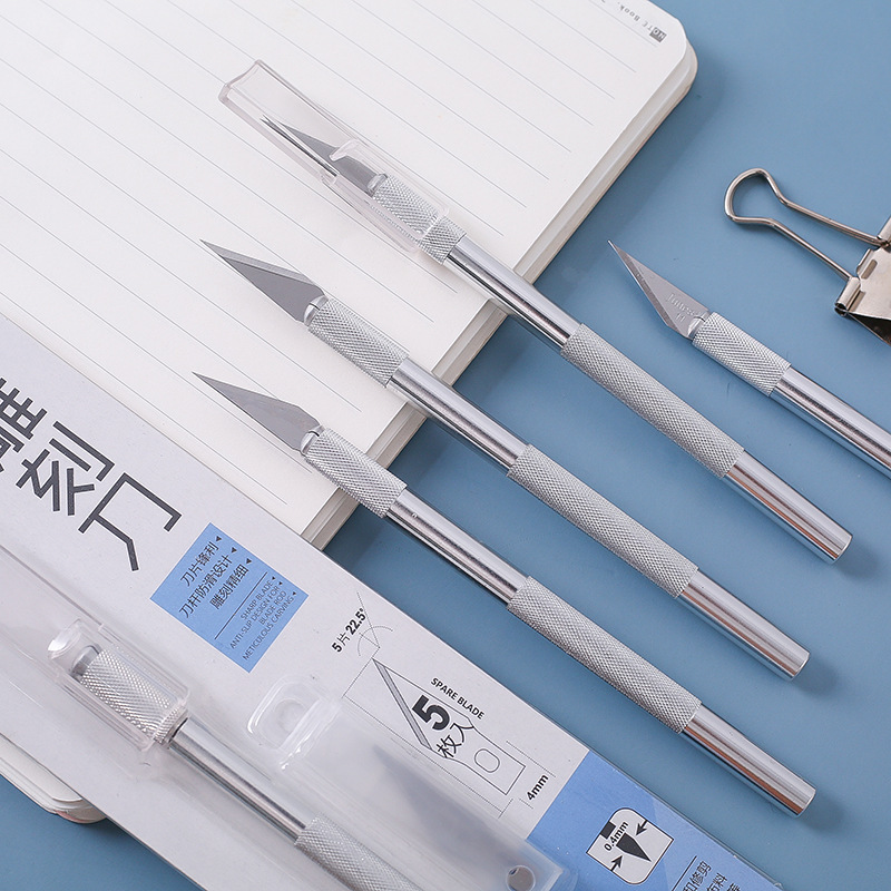 [HCM] Dao điêu khắc dao trổ cán bạc kèm 5 lưỡi dự phòng Dao khắc hình trang trí đa năng chuyên dụng Cozy520
