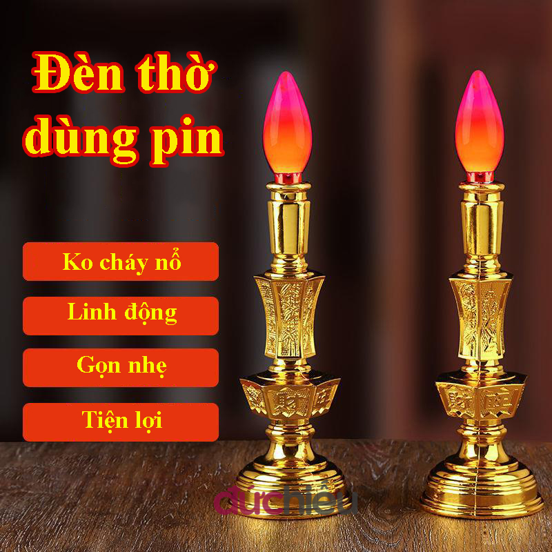 Đèn bàn thờ dùng pin đèn cầy thờ cúng D18 thắp sáng bàn thờ ông bà tổ tiên ông địa thần tài ông táo – Đức Hiếu Shop