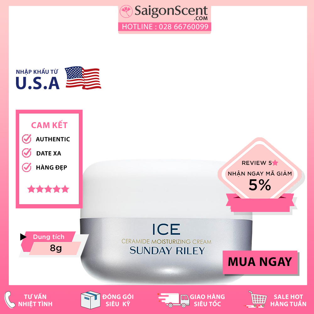 [HCM][Saigonscent] [Travel Size] Kem dưỡng ẩm Sunday Riley ICE Ceramides Moisturizing Cream ( 8g )