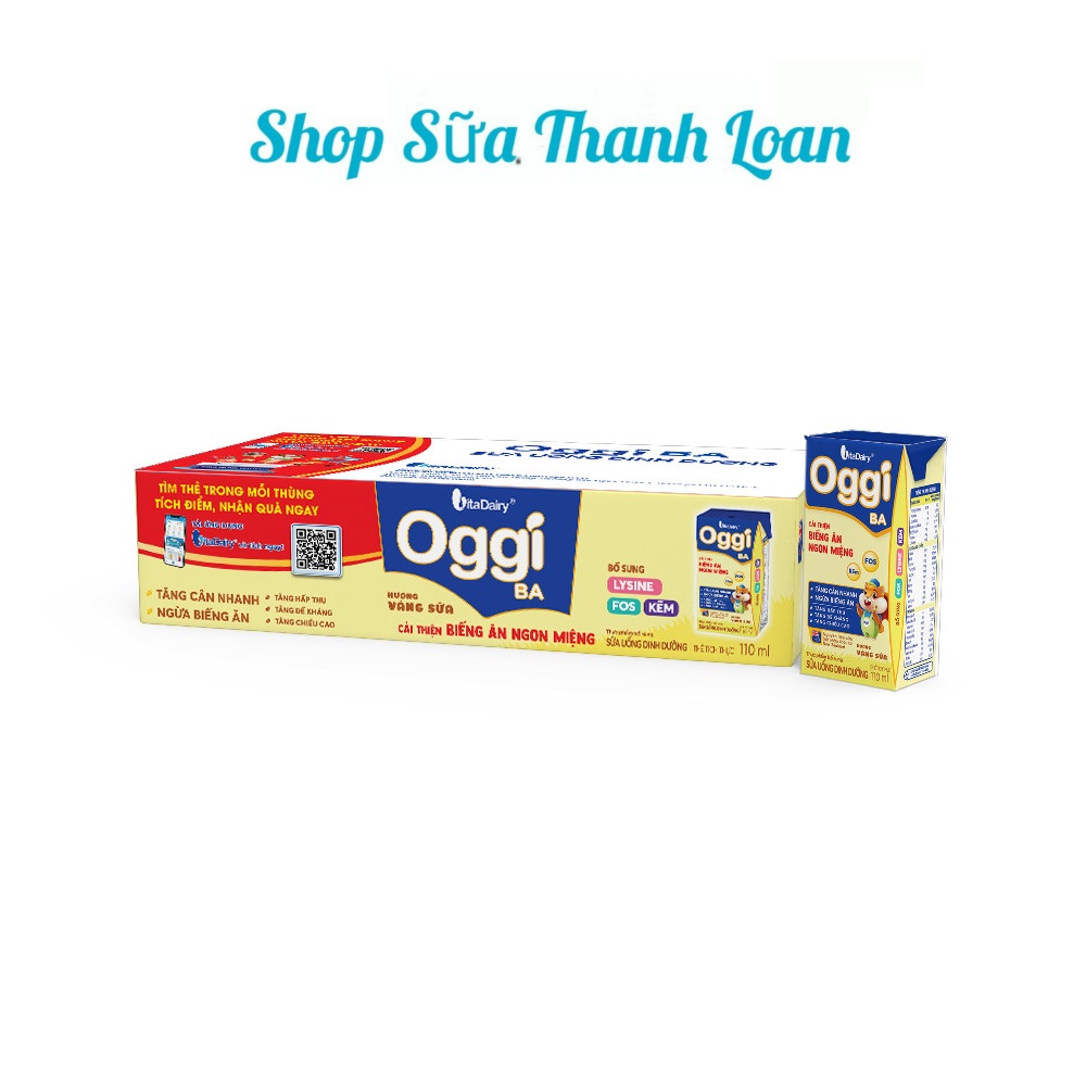 (HSD T8-2025) Thùng 48 Hộp Sữa Bột Pha Sẵn Oggi 110ml Cải Thiện Biếng Ăn Hương Váng Sữa.