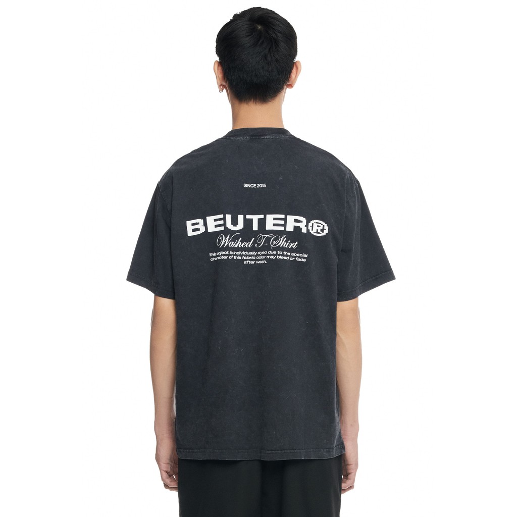 LUCKÁo thun nam ngắn tay Beuter Basic Logo Black Washed T-Shirt