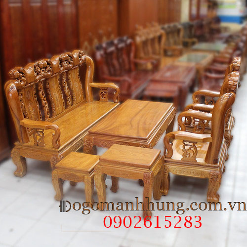 [HCM]Bộ bàn ghế salon gỗ gõ đỏ chạm đào tay 10 bộ bàn ghế phòng khách gỗ
