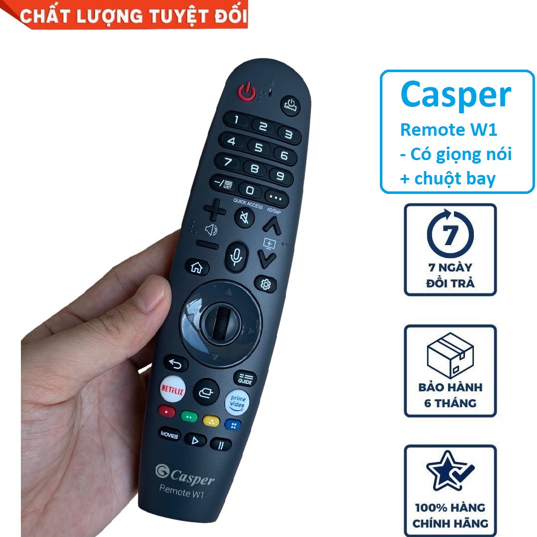 Điều khiển tivi Casper giọng nói Hàng chính hãng Remote casper W1 MR20GA có chuột bay - Hàng mới 100%