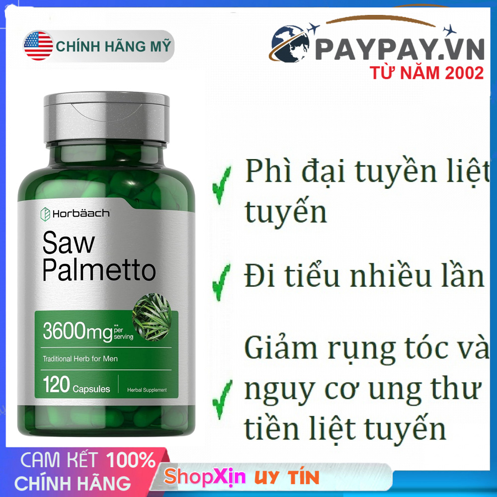 Viên uống hỗ trợ Tiết Niệu Tiền Liệt Tuyến Saw Palmetto hàm lượng cao  3600mg 120 Viên của Mỹ