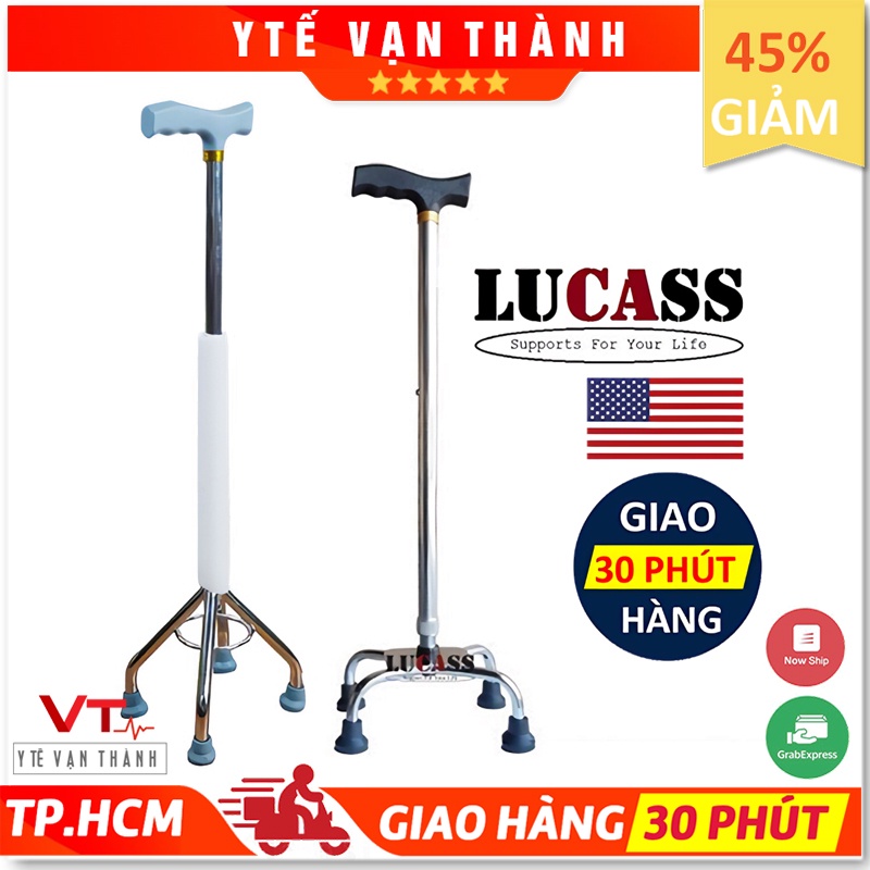 ✅ [Cao Cấp - Lucass] Gậy 4 Chân Thẳng Lucass - Có Thể Điều Chỉnh Chiều Cao Cho Người Già - Vt0308 [ Y Tế Vạn Thành ]