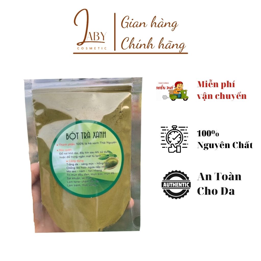 Bột Trà Xanh dùng để đắp mặt nạ dưỡng da cho làn da chắc khoẻ làm sáng da ngăn ngừa mụn tàn nhan và làm sạch da mặt